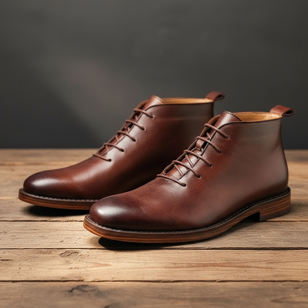 Axel | Men's Leather Lace Up Ankle Boots Brown