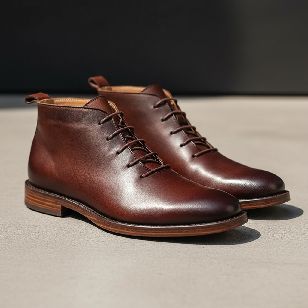Axel | Men's Leather Lace Up Ankle Boots Brown