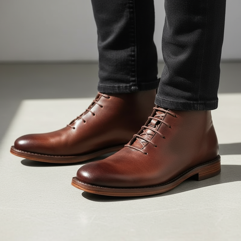 Axel | Men's Leather Lace Up Ankle Boots Brown
