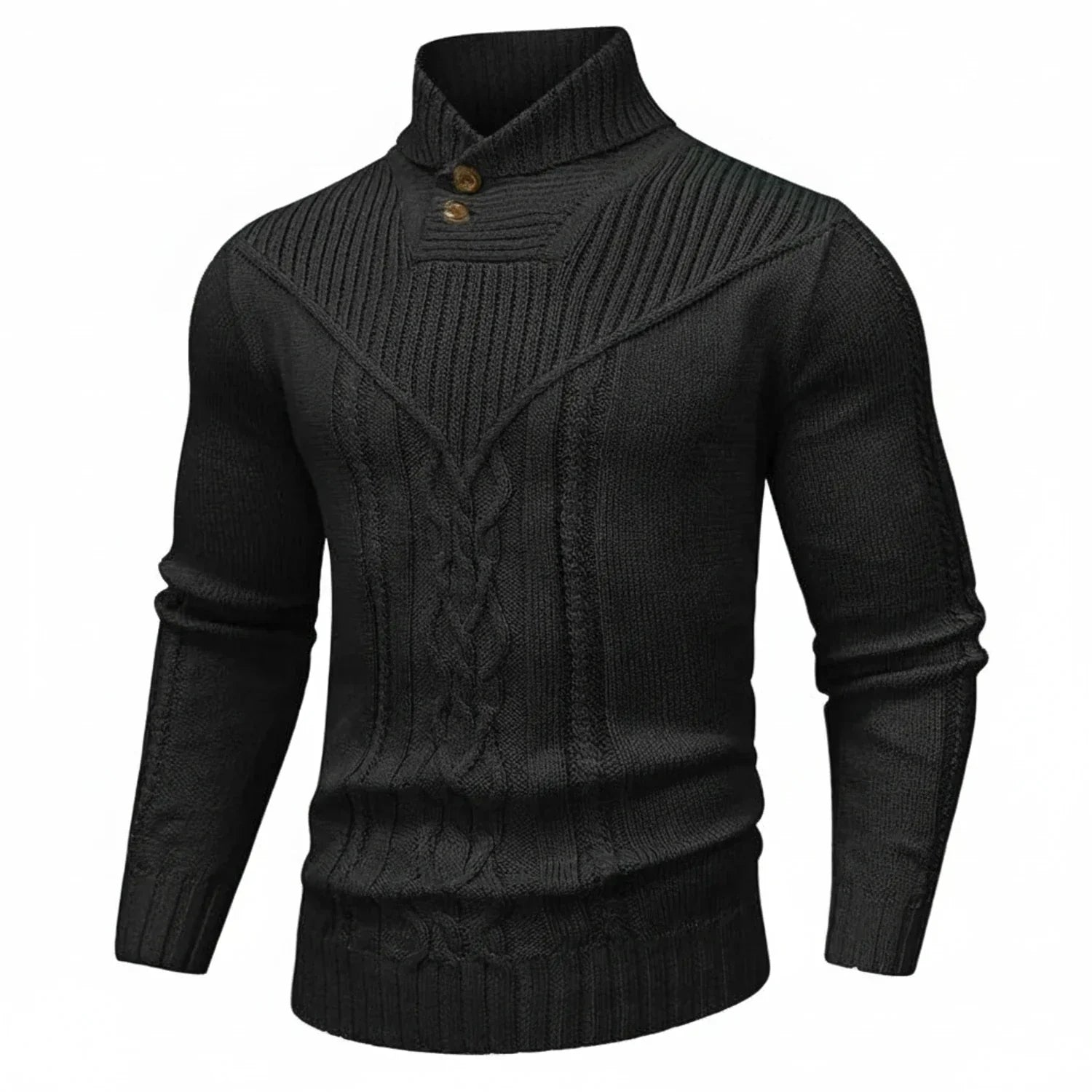 Ash | Men's Cable Knit Shawl Collar Sweater Gray