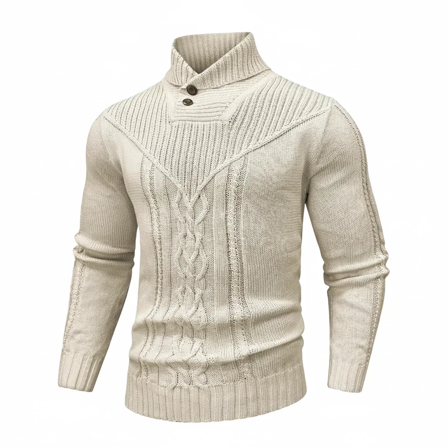 Ash | Men's Cable Knit Shawl Collar Sweater Gray