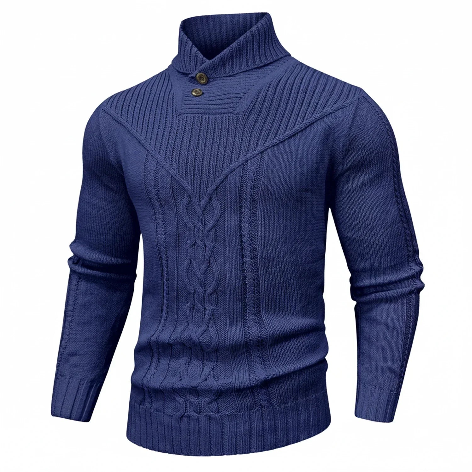 Ash | Men's Cable Knit Shawl Collar Sweater Gray