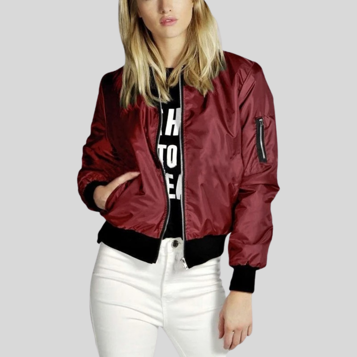 Dama Washington Arabelle women's long sleeve casual bomber jacket - view 2