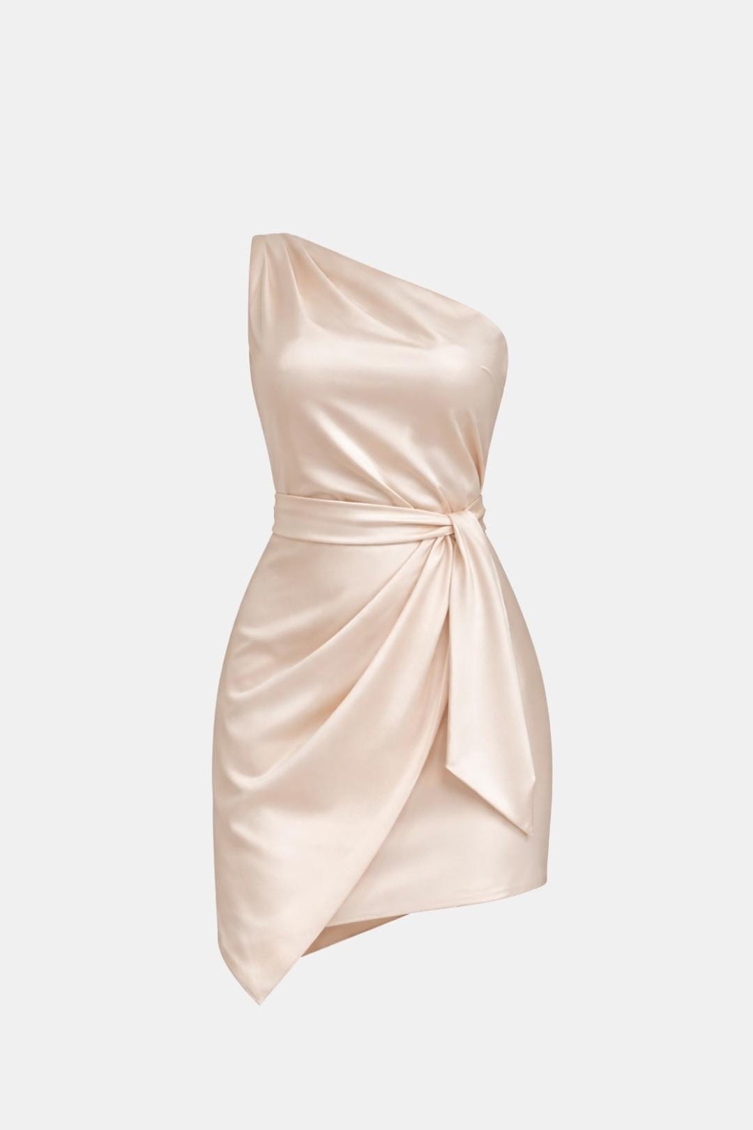 Paloma | Women's One Shoulder Satin Mini Dress Cream