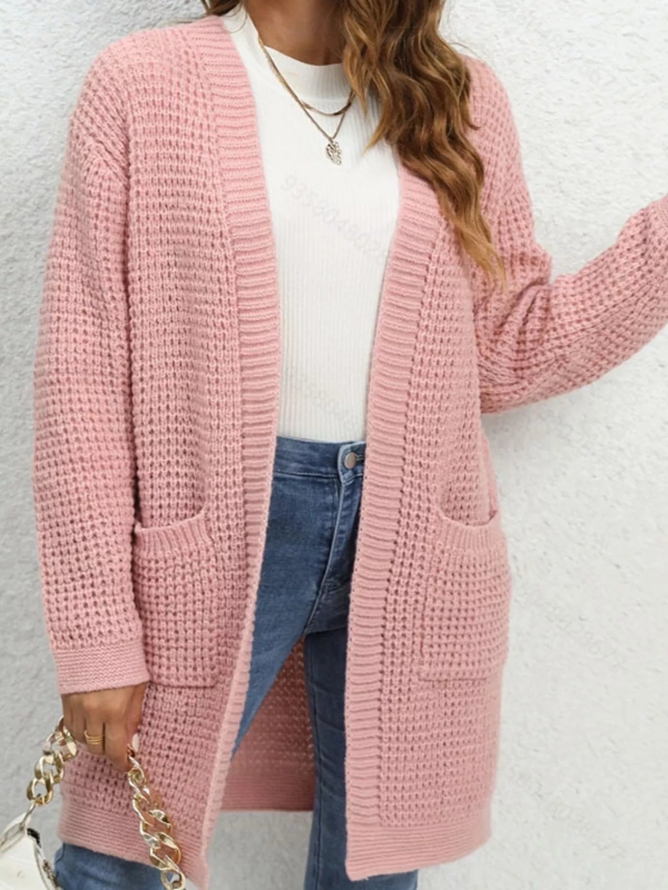 Cleo | Women's Knit Cardigan Pink Long Sleeve Open Front