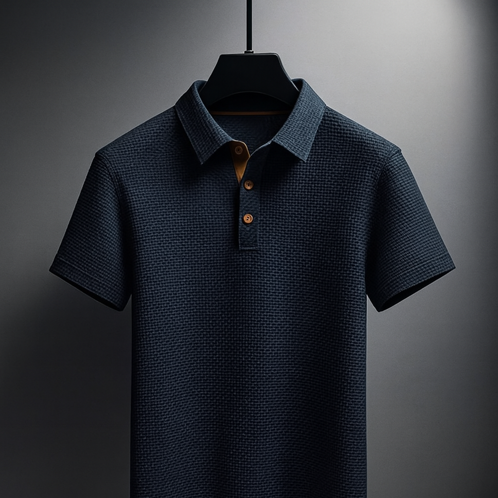 Axel | Men's Polo Shirt Light Blue Textured Short Sleeve