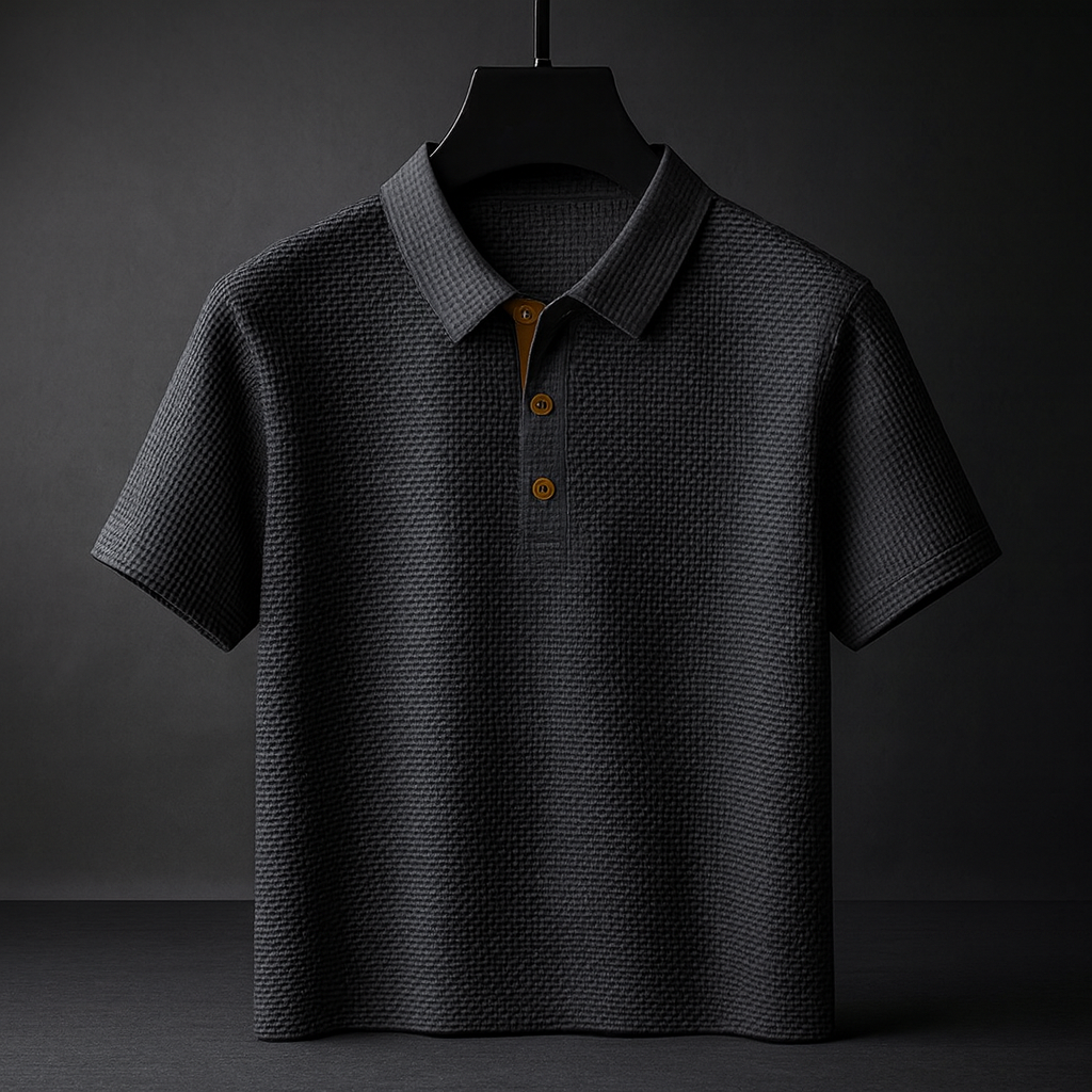 Axel | Men's Polo Shirt Light Blue Textured Short Sleeve
