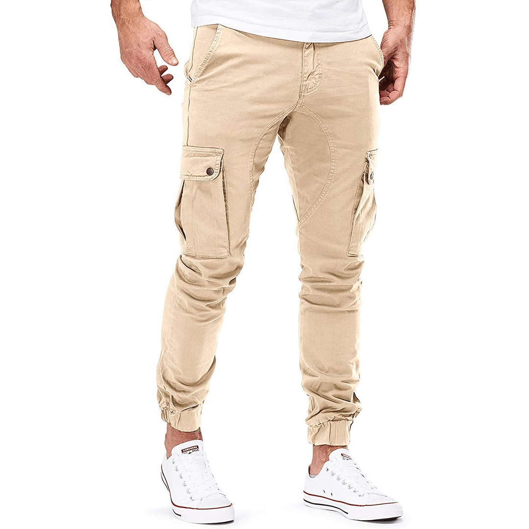 Arlo | Men's Cargo Pants Beige Tapered Calf Pocket