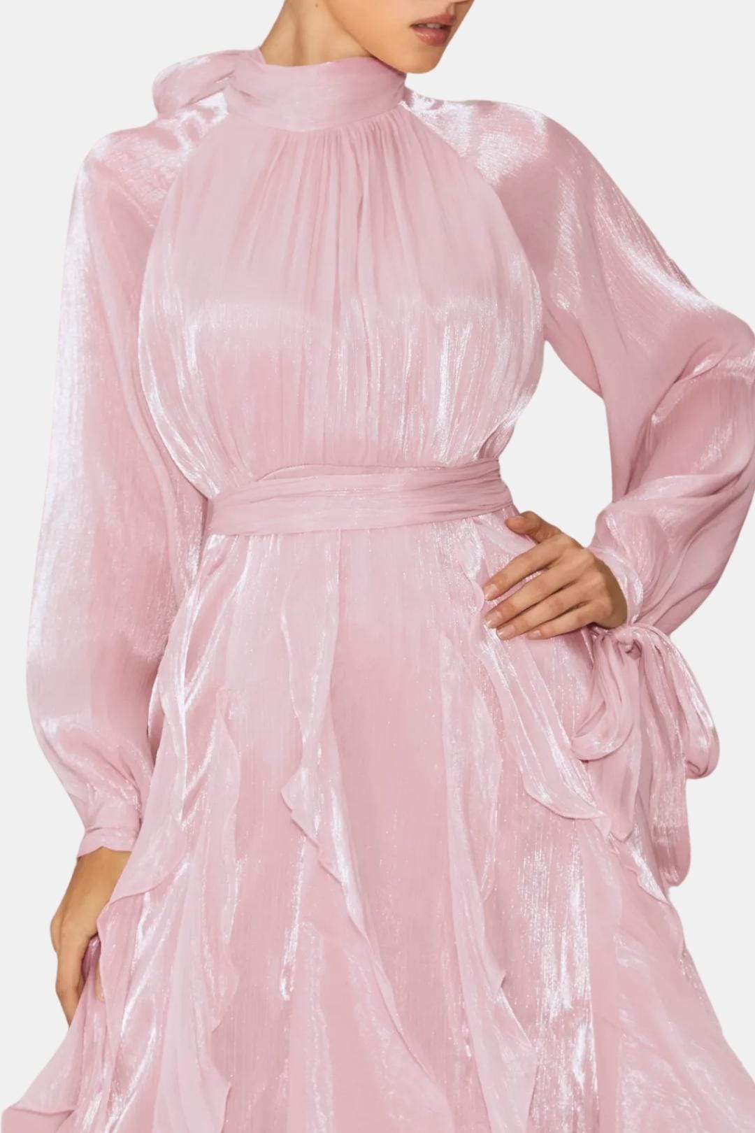 Lola | Women's Long Sleeve Maxi Dress Cream Ruffled