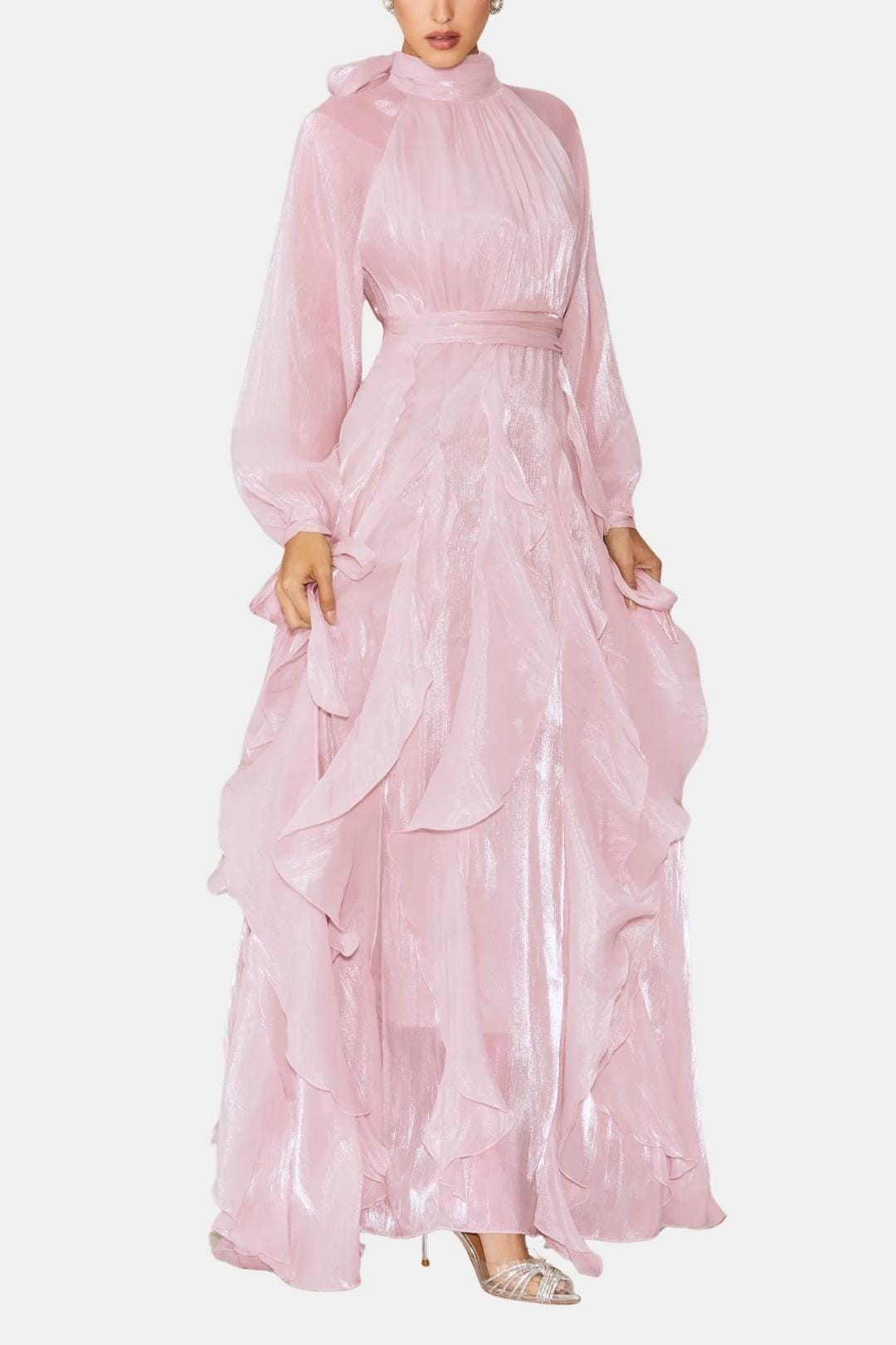 Lola | Women's Long Sleeve Maxi Dress Cream Ruffled