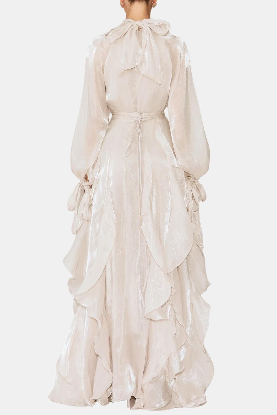 Lola | Women's Long Sleeve Maxi Dress Cream Ruffled