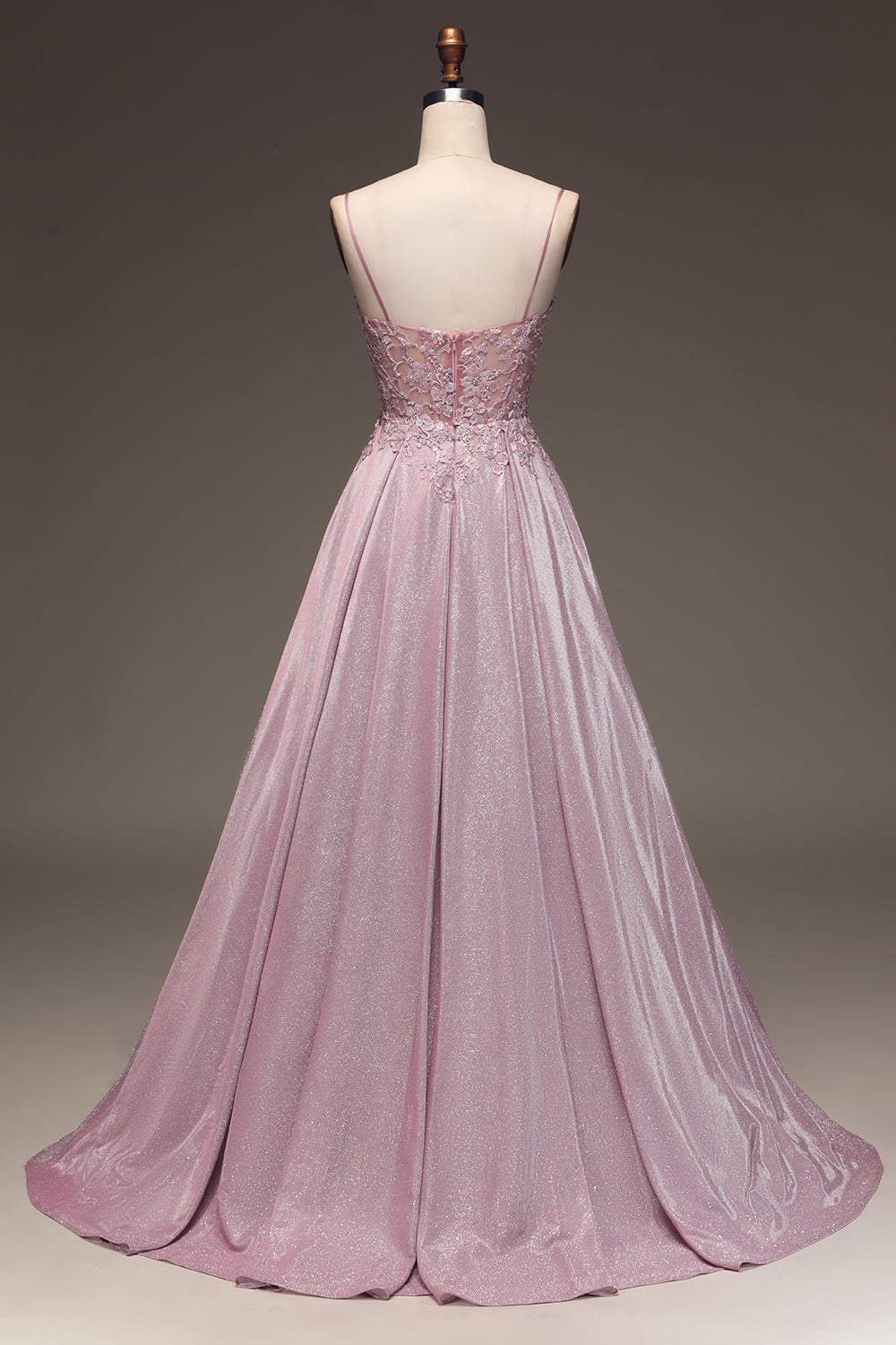Elise | Women's Sequin Maxi Dress Pink Beaded Bodice