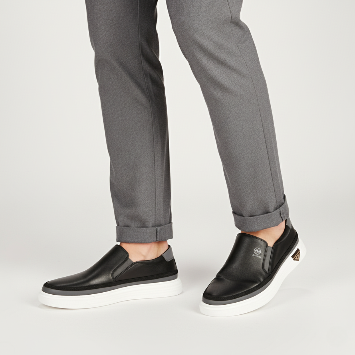 Demi | Men's Slip On Sneaker White Brown Casual Comfort