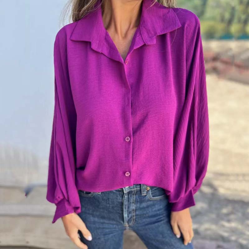 Nina | Women's Cropped Linen Button Down Shirt Gray