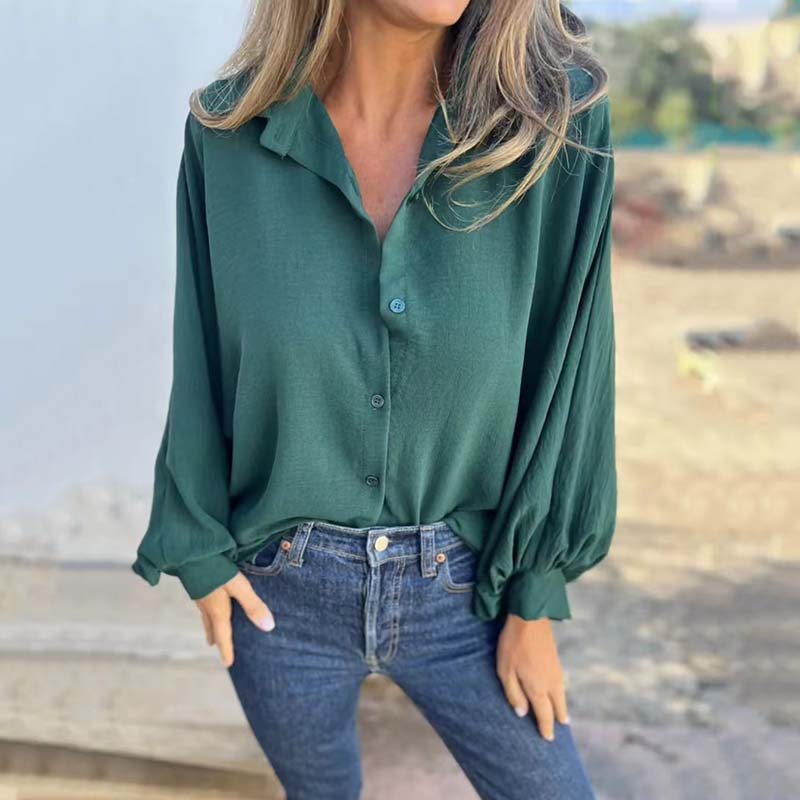 Nina | Women's Cropped Linen Button Down Shirt Gray