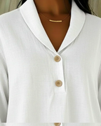 Dama Washington Stella women's cowl neck button top cream long sleeve - view 7