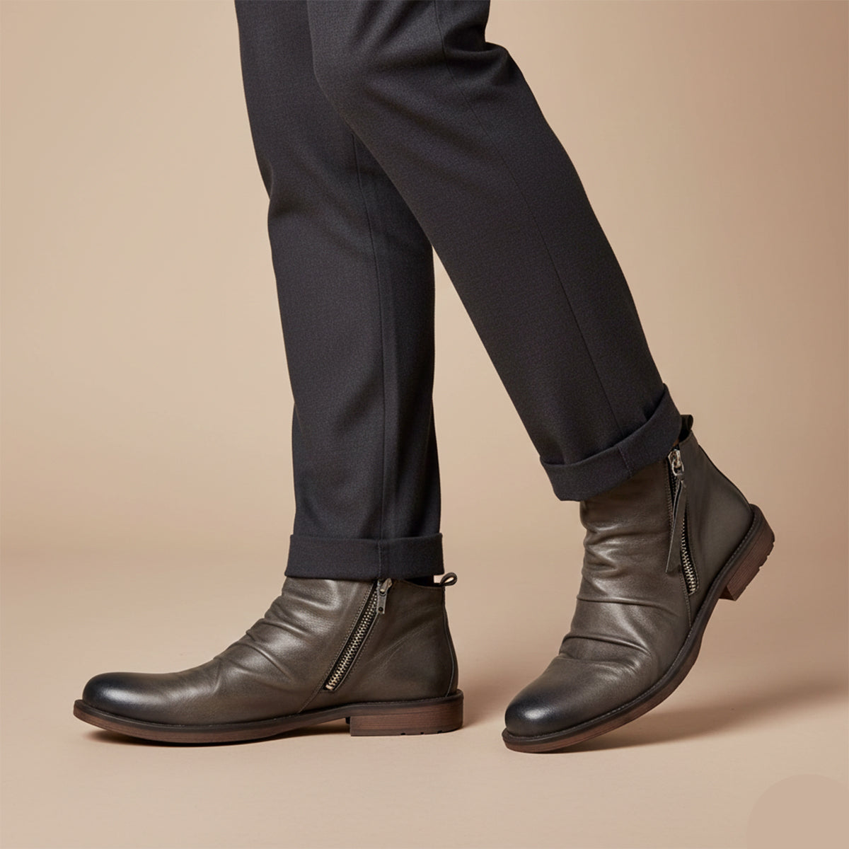Bram | Men's Leather Chelsea Boot Black Side Zip