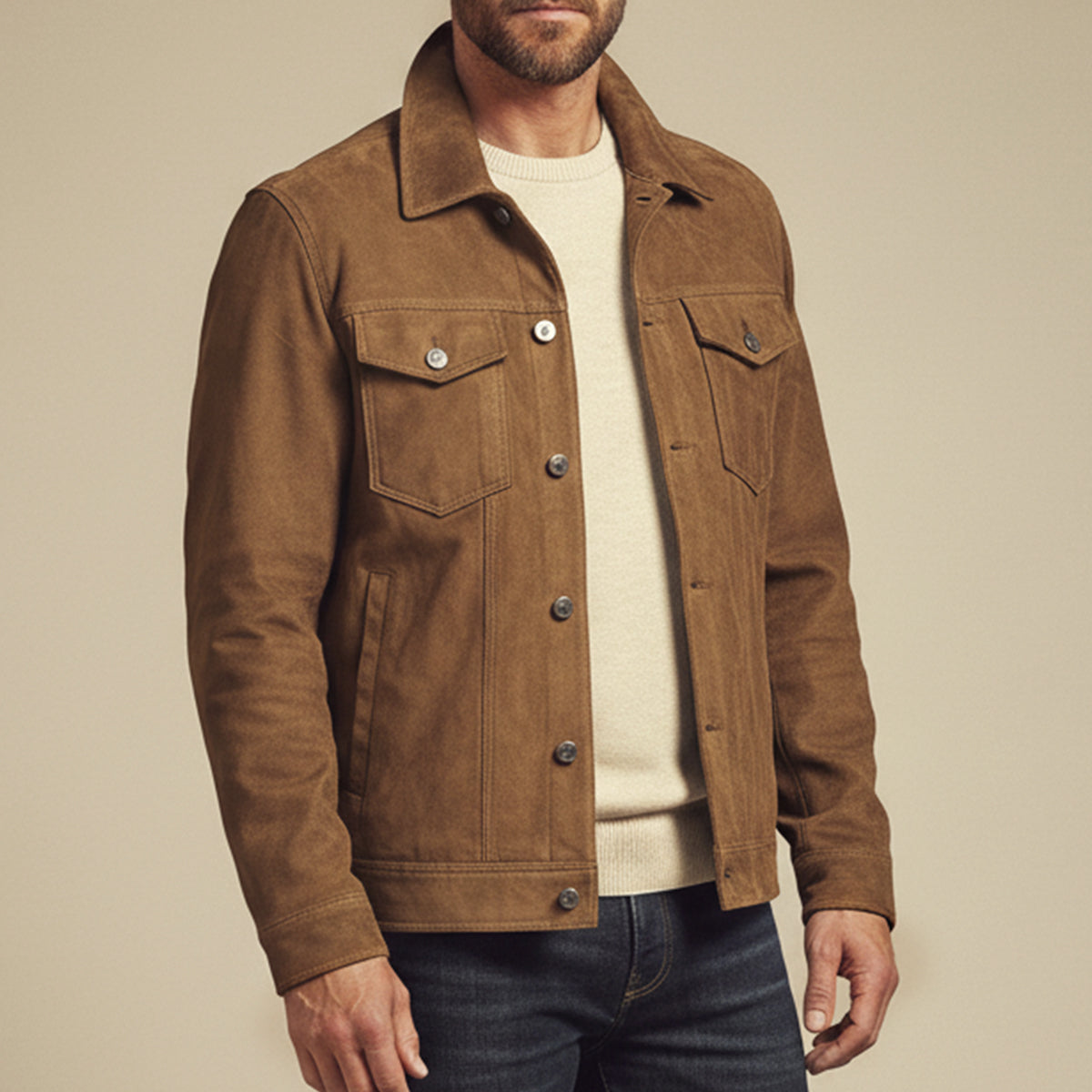 Wyatt | Men's Vintage Suede Cargo Jacket Brown