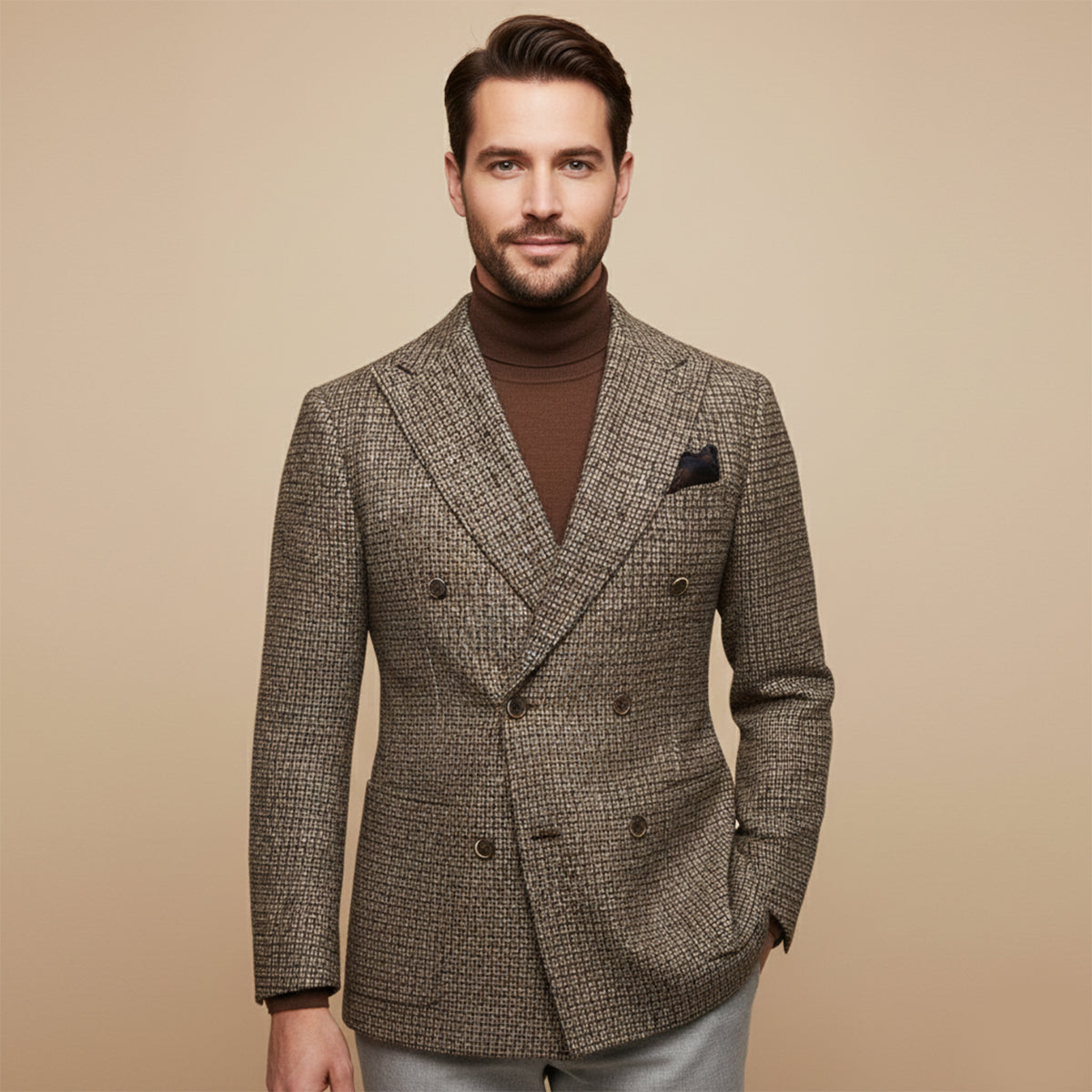 Sage | Men's Check Blazer Mauve Double Breasted