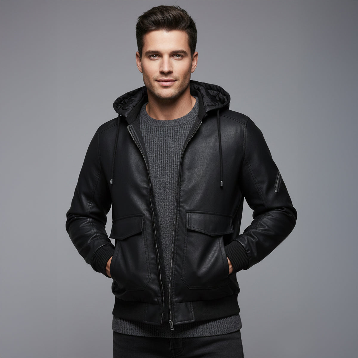 Sage | Men's Quilted Puffer Jacket Brown Hooded
