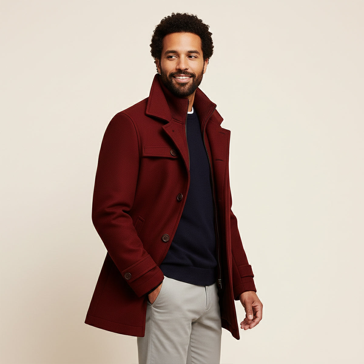 Callum | Men's Wool Blend Overcoat Camel Button Front
