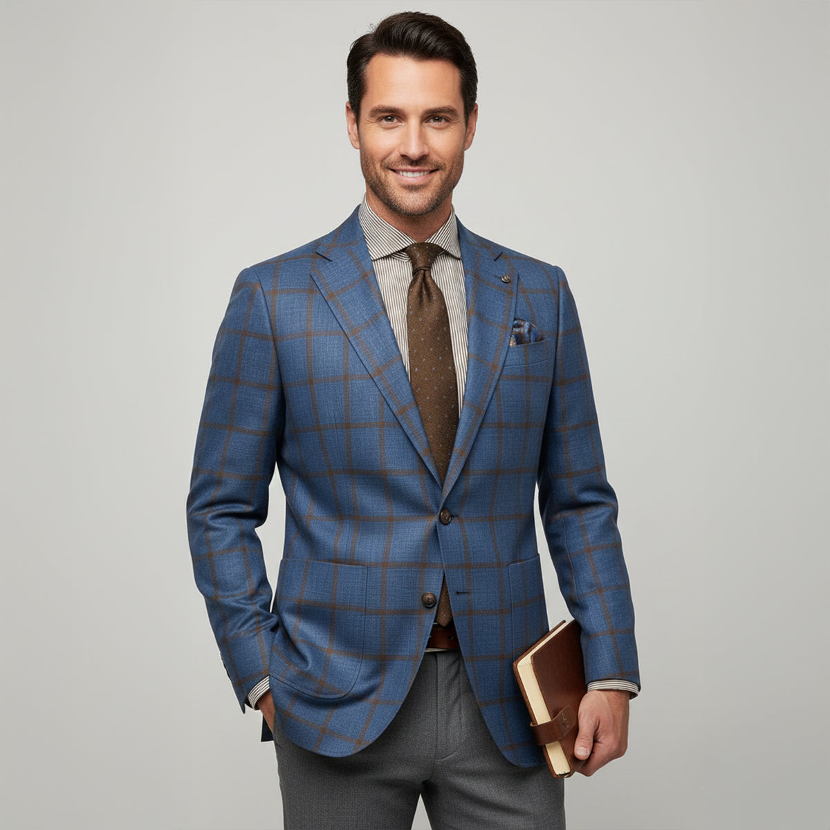 Sage | Men's Check Blazer Mauve Double Breasted