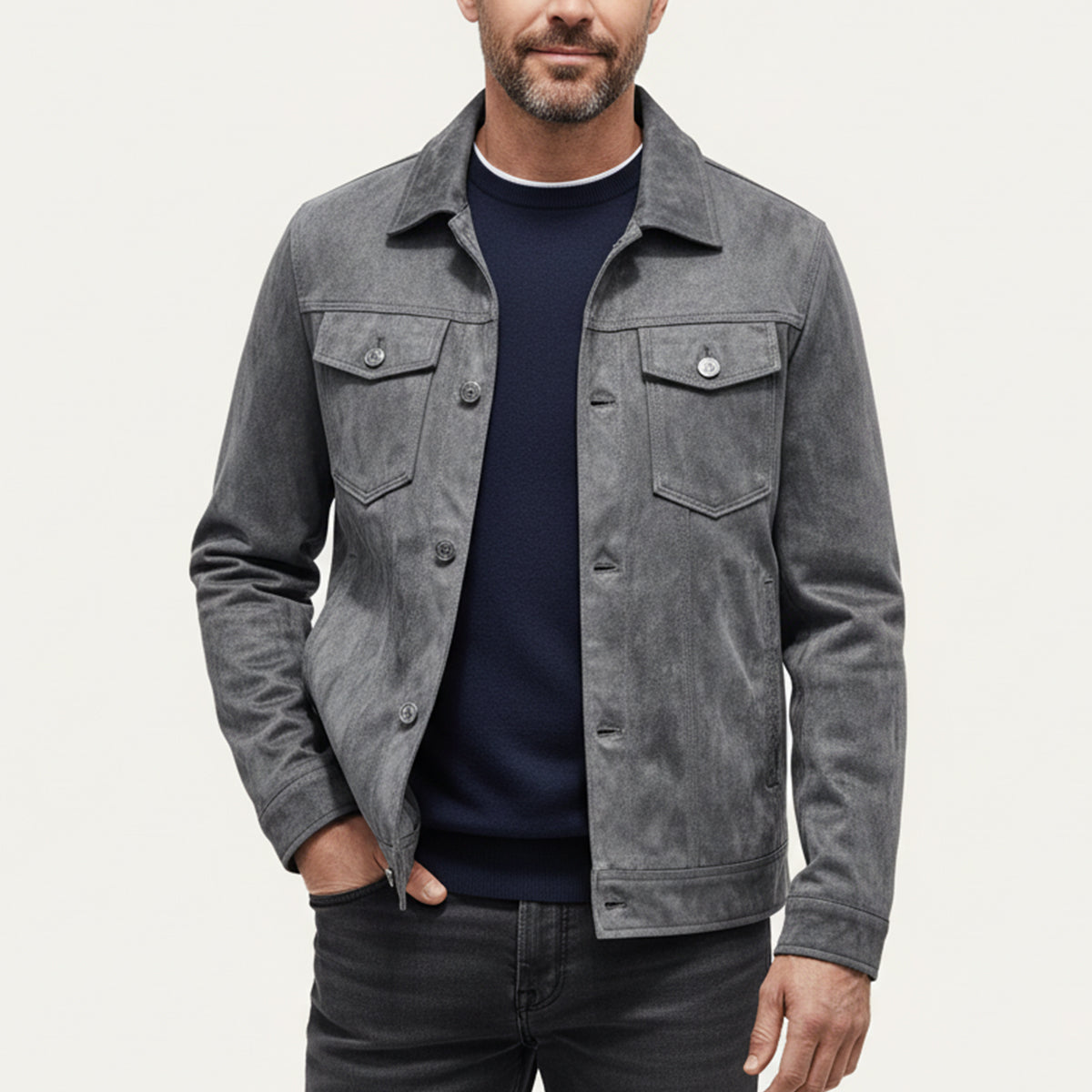 Wyatt | Men's Vintage Suede Cargo Jacket Brown