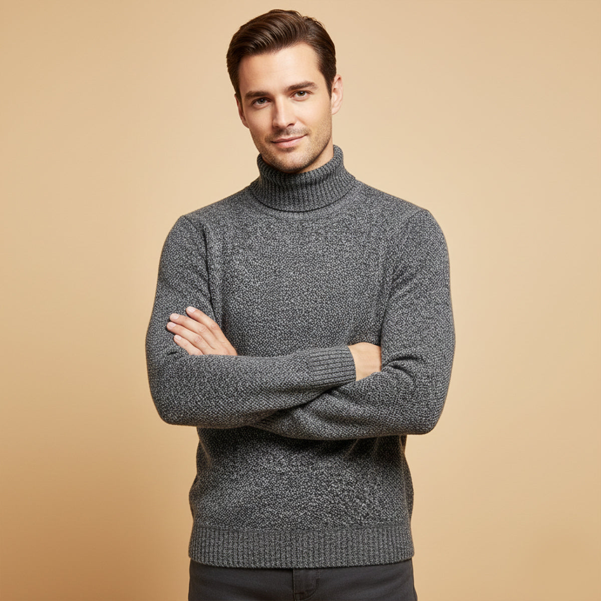 Bram | Men's Turtleneck Sweater Gray Merino Wool