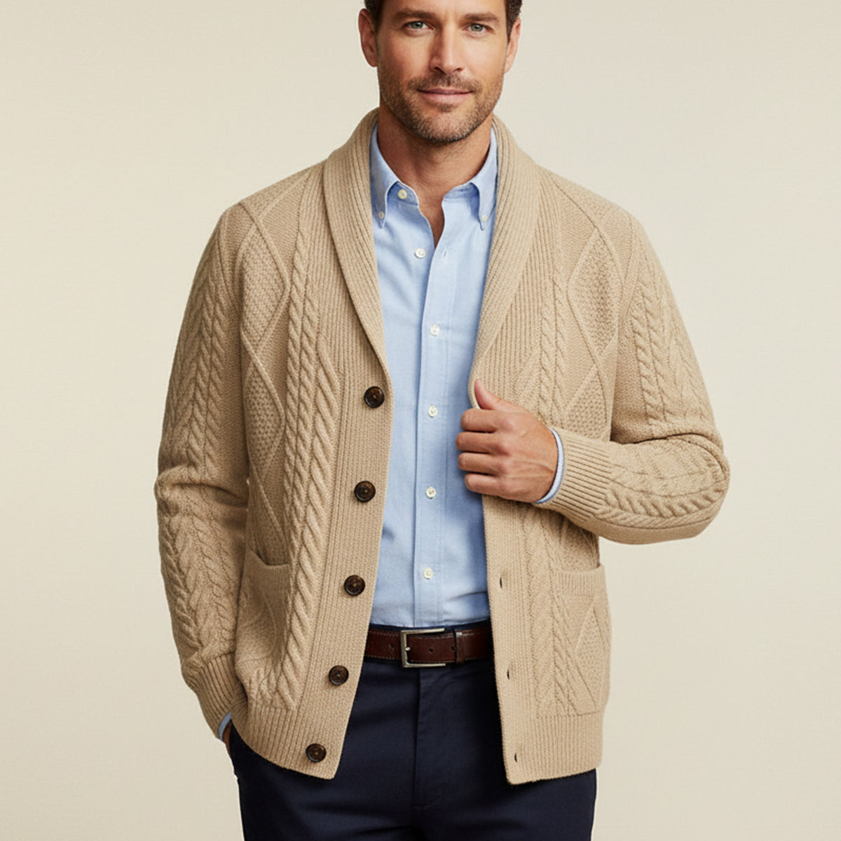 Rowan | Men's Cashmere Cardigan Charcoal Gray Button Up