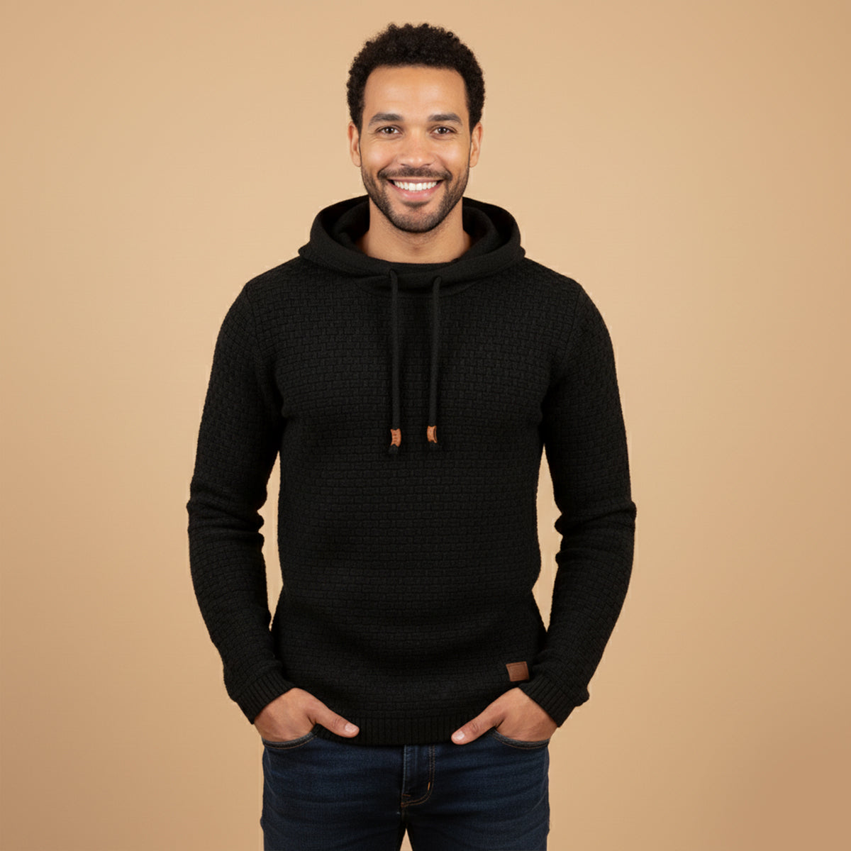 Callum | Men's Cable Knit Hoodie Sweater Charcoal Gray