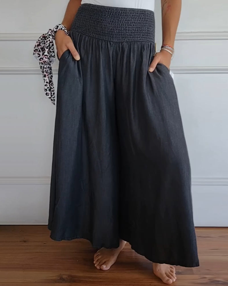 Dama Washington Alma women's high waisted maxi skirt black linen - front view