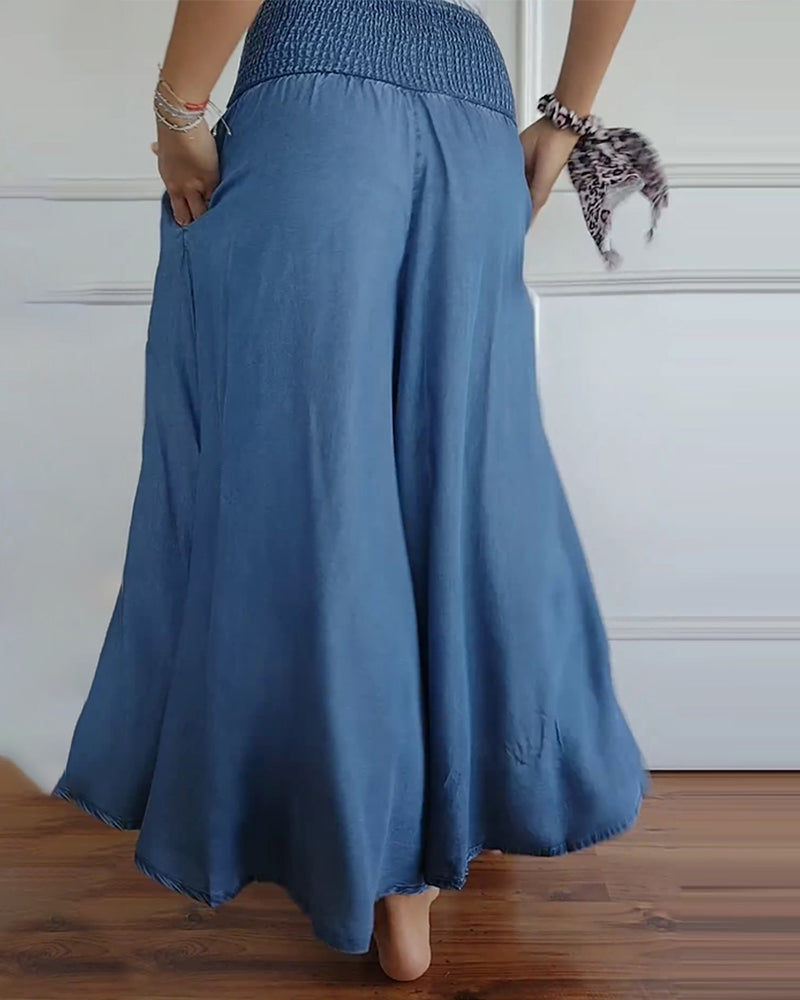 Alma | Women's High Waisted Maxi Skirt Black Linen