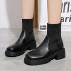 Dama Washington Thea women's platform lug sole ankle boots black - view 5