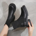 Dama Washington Thea women's platform lug sole ankle boots black - view 2