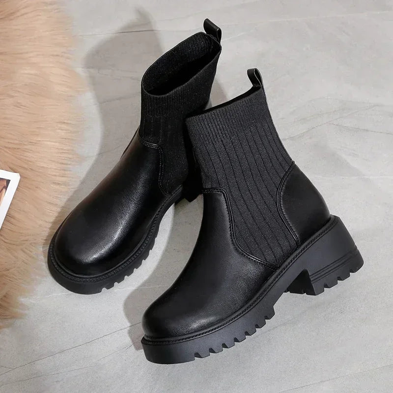 Thea | Women's Platform Lug Sole Ankle Boots Black