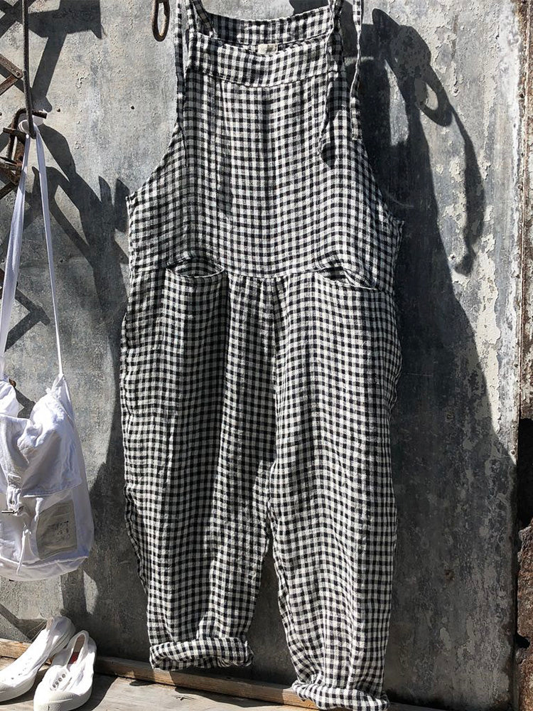 Faye | Women's Relaxed Fit Striped Denim Overalls Navy White