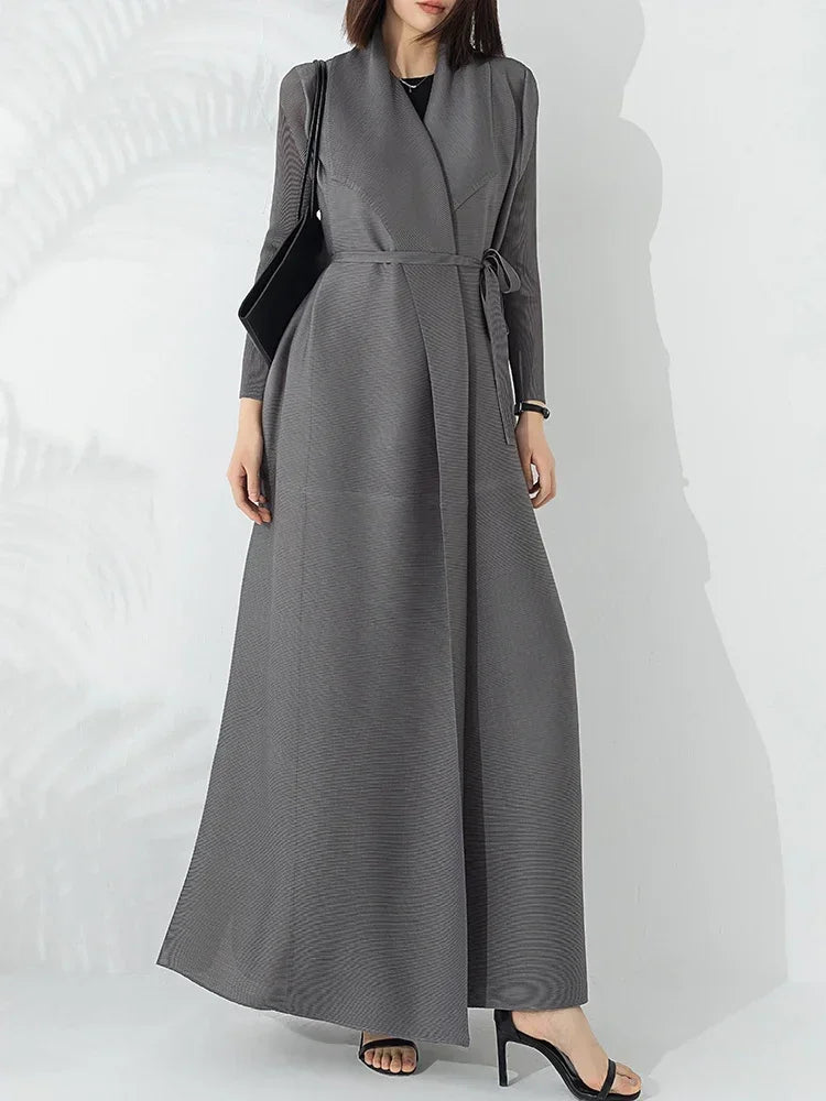 Dama Washington Crescentia women's belted maxi coat - front view