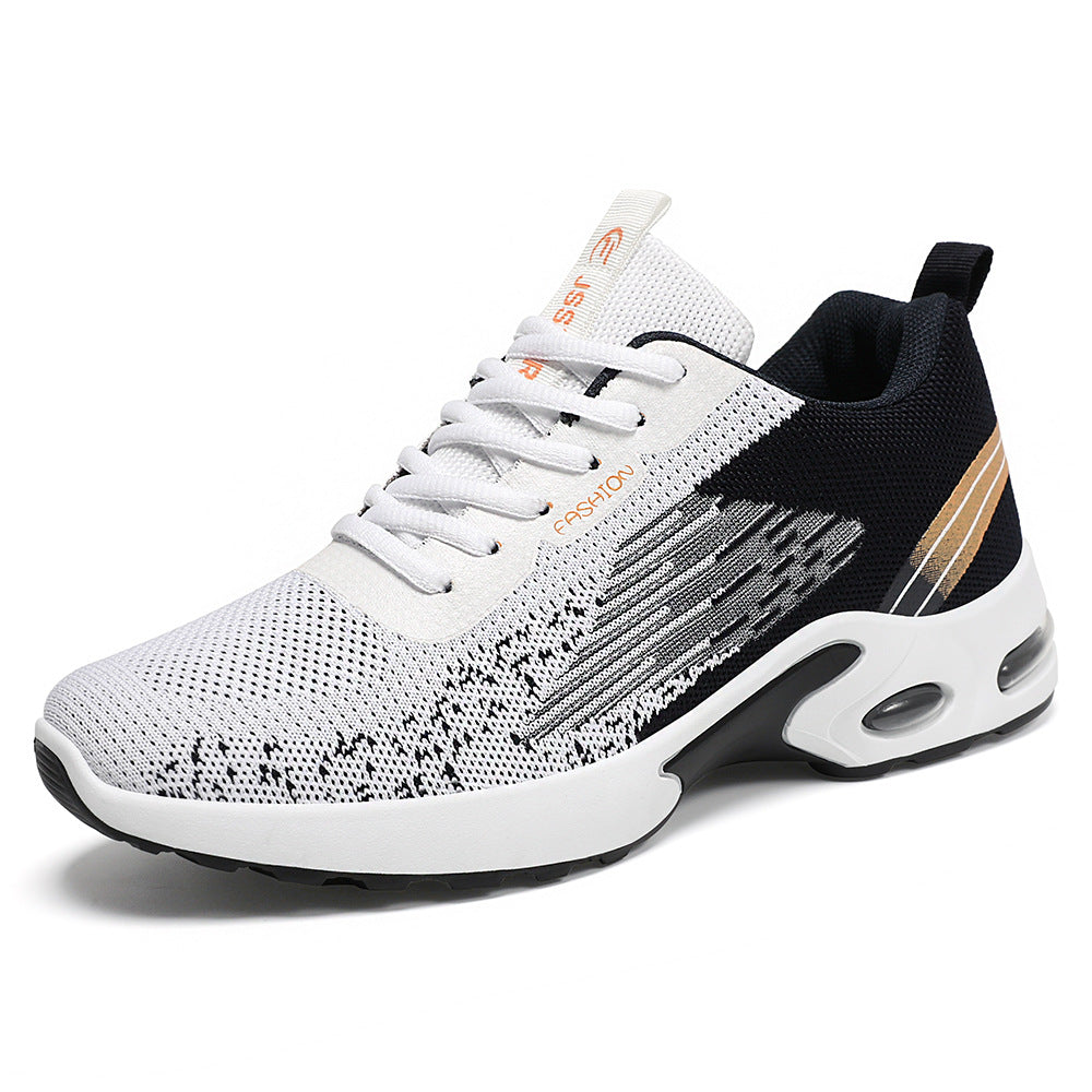 Axel | Men's White Black Knit Lace Up Athletic Sneaker