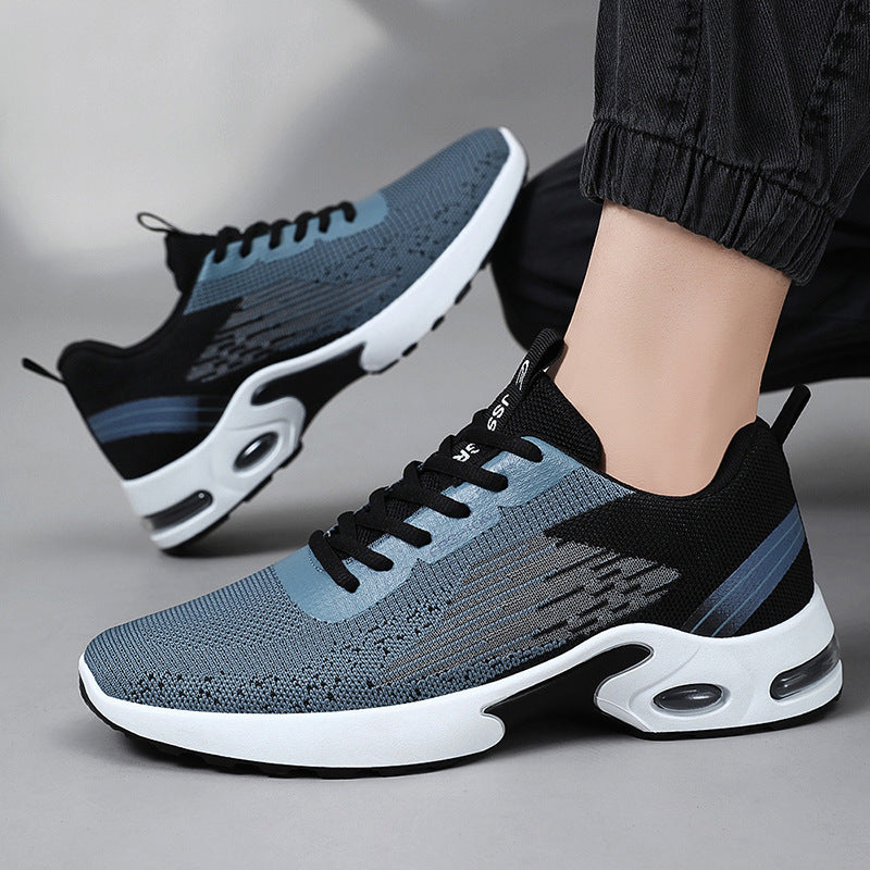 Axel | Men's White Black Knit Lace Up Athletic Sneaker