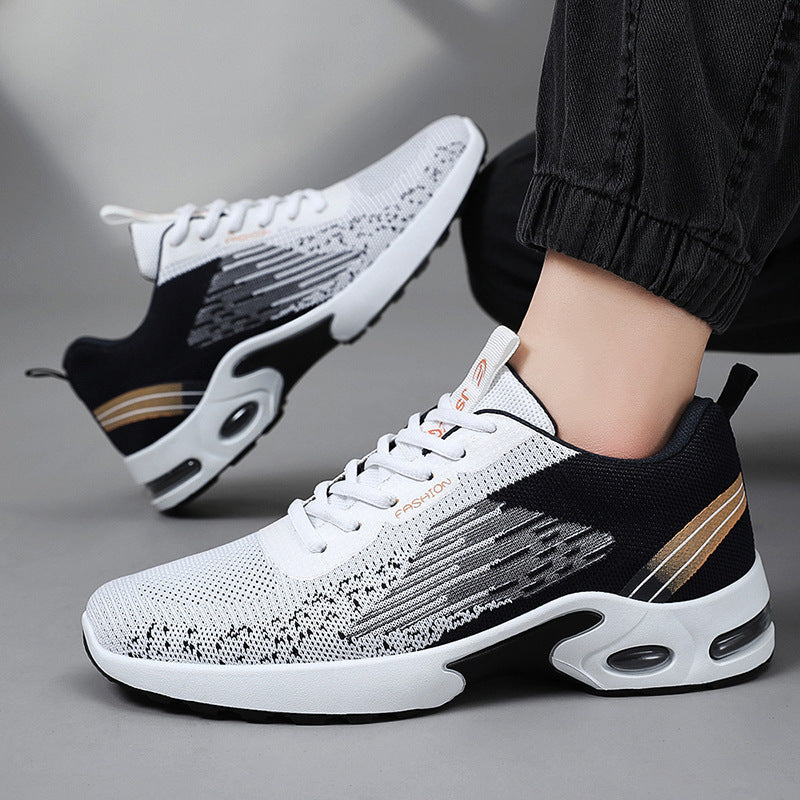 Axel | Men's White Black Knit Lace Up Athletic Sneaker