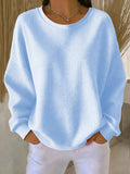Dama Washington Thea women's oversized waffle knit crew neck sweater light blue - front view