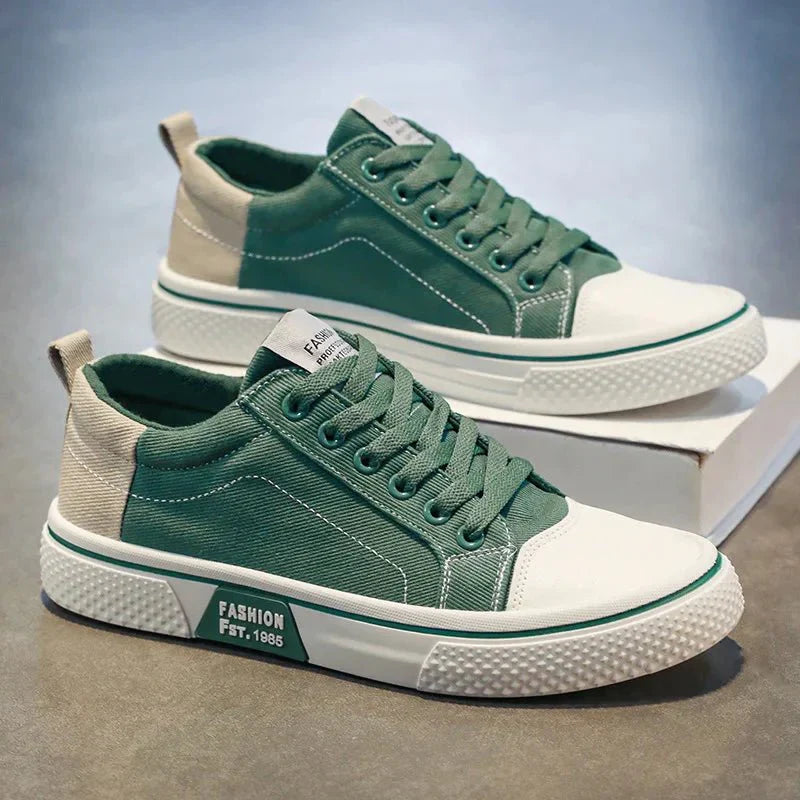 Axel | Men's Canvas Lace Up Sneakers Navy Cream