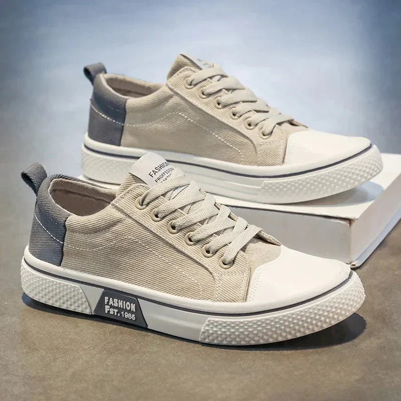 Axel | Men's Canvas Lace Up Sneakers Navy Cream