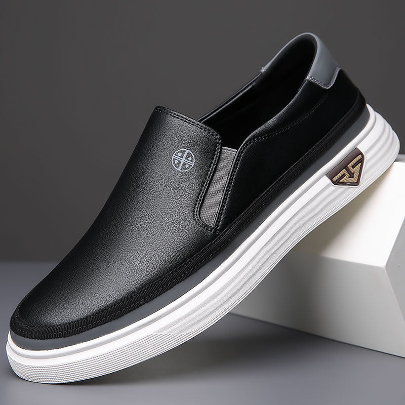 Axel | Men's Slip On Loafers White Brown Casual Shoes