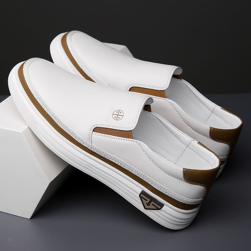 Axel | Men's Slip On Loafers White Brown Casual Shoes
