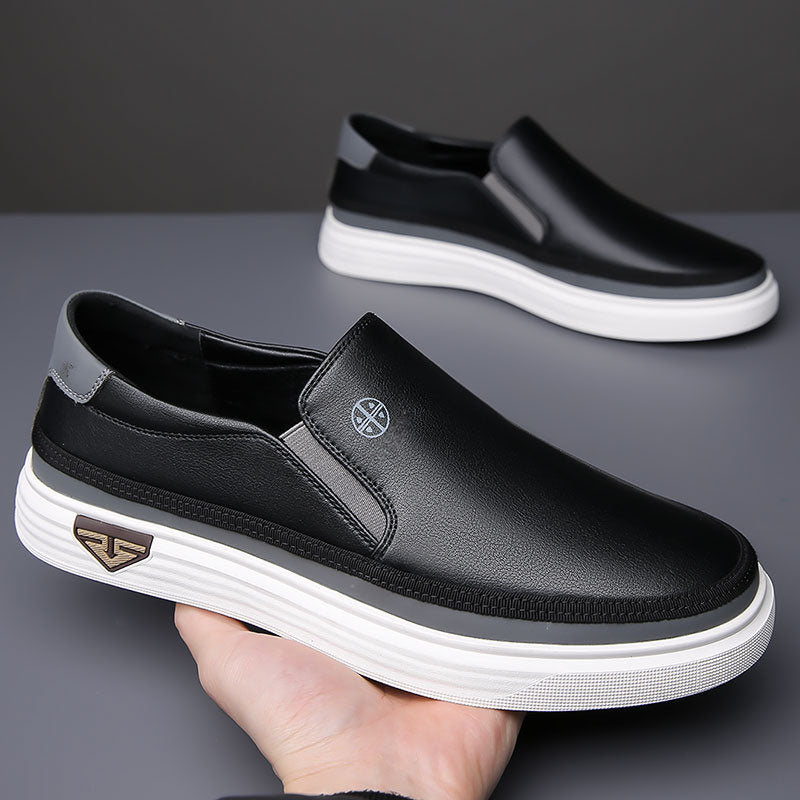 Axel | Men's Slip On Loafers White Brown Casual Shoes