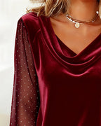 Dama Washington Camille women's velvet cowl neck top black sequin sleeve - view 7