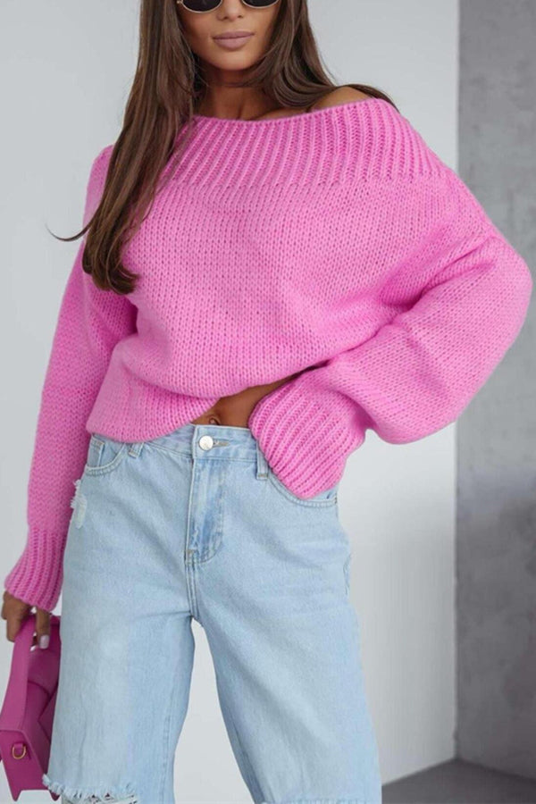 Esme | Women's Oversized Crop Sweater Black Knit
