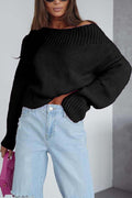 Dama Washington Esme women's oversized crop sweater black knit - front view