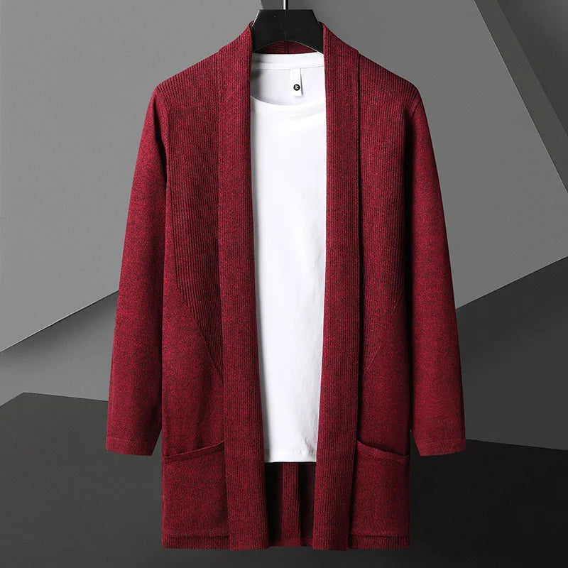 Beau | Men's Cardigan Sweater Gray Long Sleeve Open Front